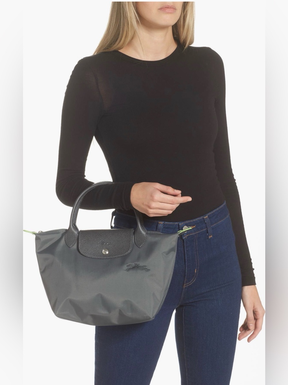 Longchamp Le Pliage Green Recycled Canvas Top Small - Picture 2 of 16